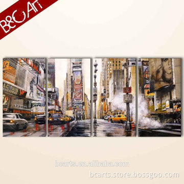 New York scenery beautiful city street modern cityscape oil painting